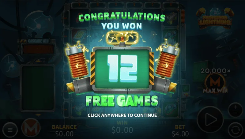 Professor Lightning - 12 free spins